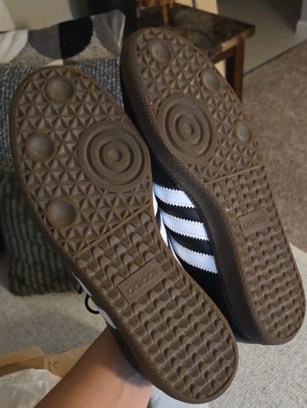 adidas Samba Leather Sneakers in Black, White and Brown Gum - Picture 6 of 6